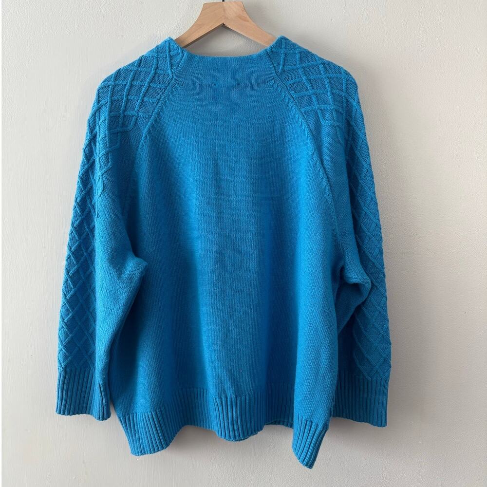Talbots Plus Blue Mock Neck Cable Knit Sweater 3x - image 7